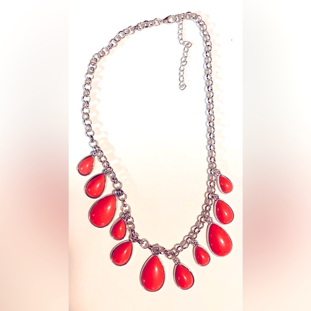 Chunky orange teardrop necklace